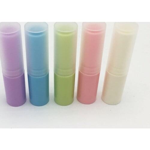 Free Shipping 100pcs/lot 5g Candy Color Empty LIP BALM Tubes With Frosted Plastic Cap For DIY Plastic Lip Cosmetic Container