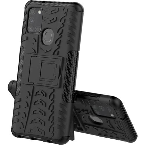For Samsung Galaxy A21S Case Silicone Hard PC Armor Phone Holder Anti-knock Case For Samsung A21S Cover For Samsung A21S Case
