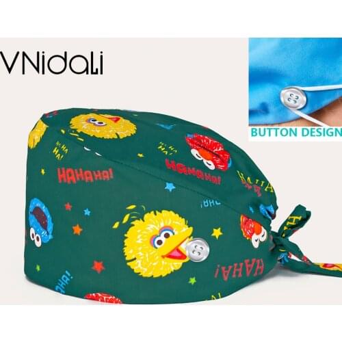 Nurse hats with printing Medical scrubs cap Hospital doctor nursing cap Breathable cotton dentist pet hat Wholesale doctor hats