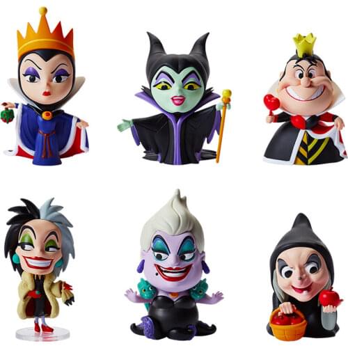 Disney Q Posket Blind Box Evil Queen Maleficent Action Figure Toys Cruella Ursula Decoration Model for Kids Gifts