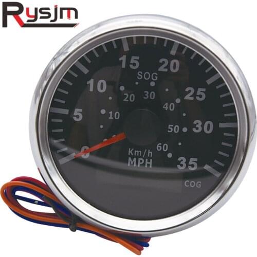 85mm GPS Speedometer SOG MPH Marine Boat Car Speedometer Gauge LCD Display 0~35 COG 60 Km/h Adjustable Digital with Backlight