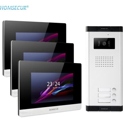 HOMSECUR 7" Video Door Phone Intercom System+One Button Unlock for 3 Families XC061-3+BM716-S