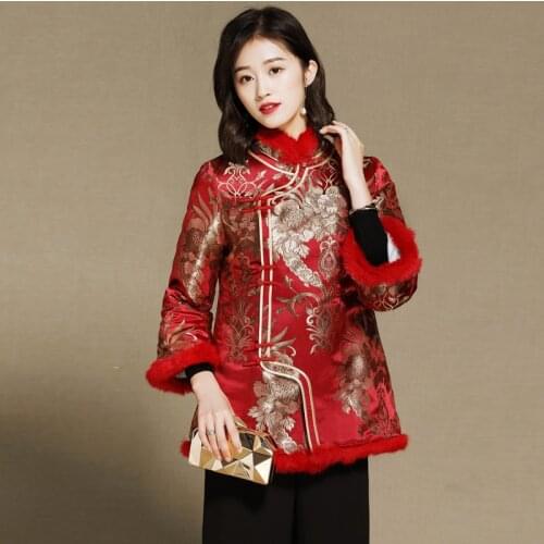 Chinese Cheongsam Tops For Women Cotton Warm Chinese New Year Ladies Shanghai Tang Clothes Traditional Chinese Clothing FF2522