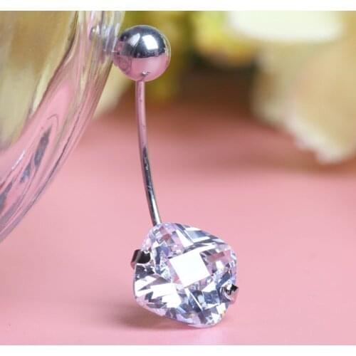 Plugs Tunnels Belly Button Ring White/Pink Semi-preciou Stone Opal Navel Piercing Stainless Steel Fashion Body Piercing Jewelry