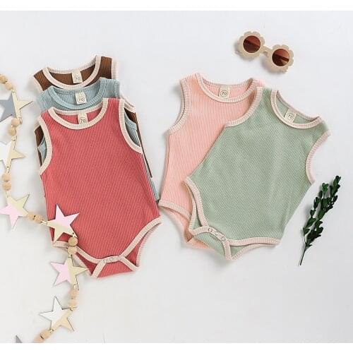 0-24M Summer Baby Clothing Sleeveless Bodysuit Jumpsuit Solid Newborn Girls Clothes High Quality One Piece Outfit