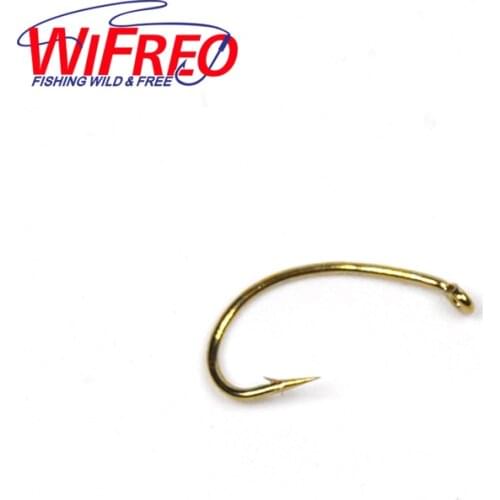 50PCS 3 Sizes Fly Tying Hook Nymph Bug Shrimp Pupae Larvae Caddis Flies Fish Hooks #10 #12 #14 Gold Color Kirbed Sharp