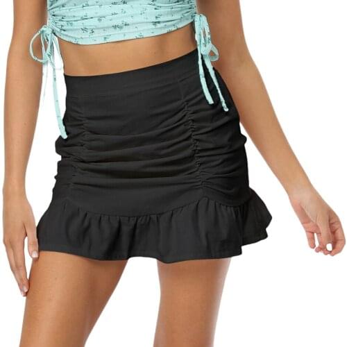 Fashion Pleated Shable Zipper High Backbag Hip Tail Skirt for Women Solid Color Slim Feamle Above-knee Shirt