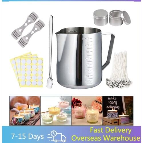 6pcs/Set Candle Making Kit DIY Candle Craft Tools with Pouring Pot Candle Tin Spoon Candle Wick for Adults Beginners