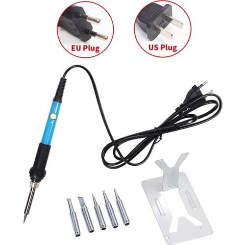 New 60W Adjustable Temperature Electric Soldering Iron Handle Heat Pencil Tool With Iron Tips Stand For Welding Solder Rework Re