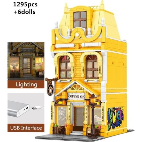 NEW City Nordic House Book Shop Coffee Shop Model Building Blocks Set Bricks Street View Series DIY Children Toys Birthday Gifts