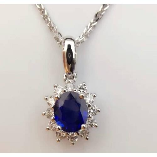18K White Gold 0.582ct Natural Sapphire + 0.225ct Diamond Pendant Necklace Fine Jewelry Perfume Bottle Pendant with Certificate
