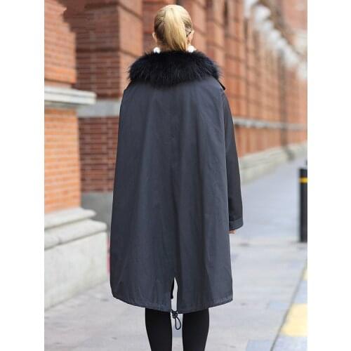 Coat Female Real Raccoon Fur Collar Down Winter Jacket Korean Long Jackets for Women Parka MY4006