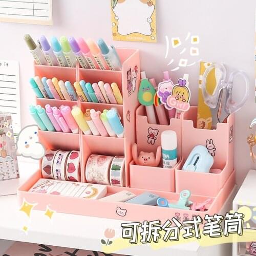 Portapenne inclinato Ins creativo carino studente di moda multifunzionale scatola di immagazzinaggio Desktop ragazza di grande