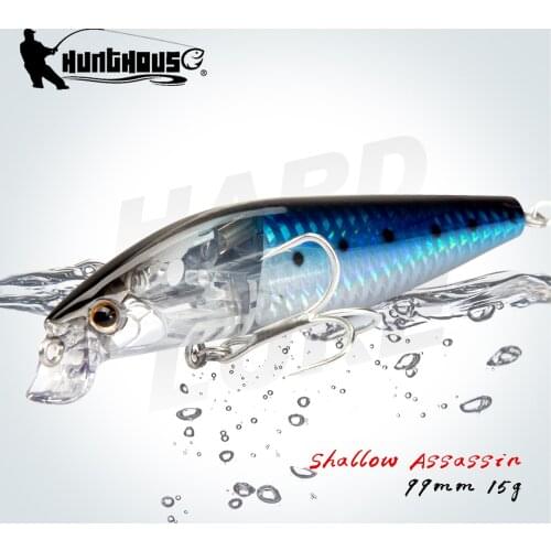 Hunthouse Flash Boost Seabass Fishing Lures Wobblers Minnow Baits Floating 99mm 15g Depth 0.1-0.3m Like Real Baitfish