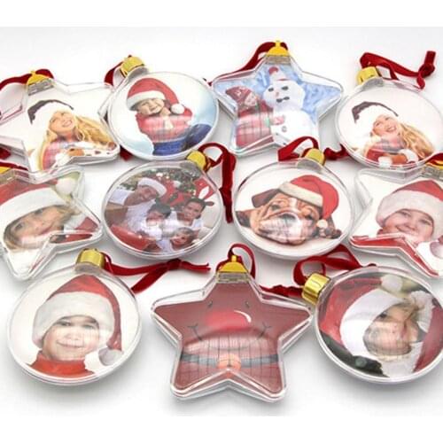 Christmas Transparent Plastic DIY Photo Five-star Ball Christmas Tree Decorations Xmas Tree Hanging Decor For Home Kids Gifts