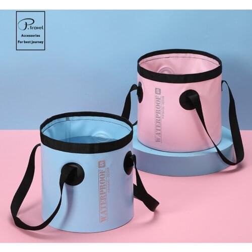 Outdoor folding picnics storage bucket PVC beach waterproof bucket travel fishing portable foot soaking bucket car wash
