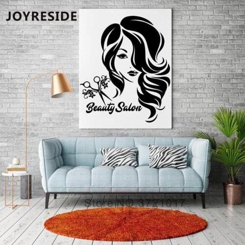 JOYRESIDE Beauty Salon Sexy Woman Wall Stickers Home Room Fashion Decoration Wall Decor Barbershop Window Hair Style Decal WM301