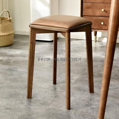 Ye Lei solid wood stool household simple wooden stool stackable square stool multifunctional makeup chair living room soft bag