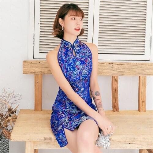 Traditional Chinese Evening Party Dress PLUS SIZE 3XL Women Sexy Satin High Split Cheongsam Embroidery Qipao Vintage Vestidos