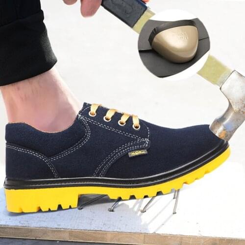 Safety Shoes Men Leather Breathable With Steel Toe Cap Light Work Shoes Male Protective Footwear Reflective Welder safety Boots