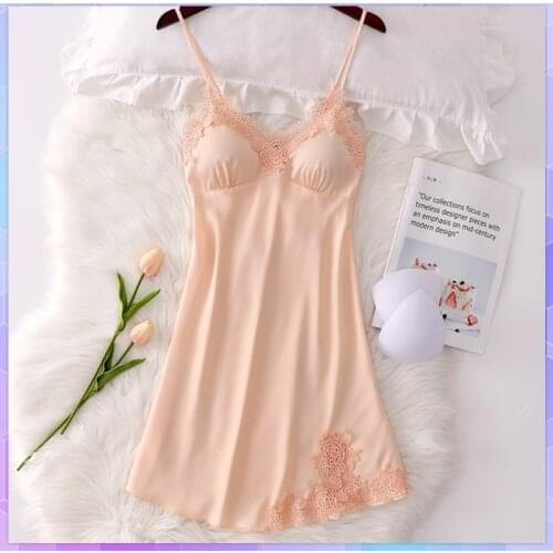 Female Ice Silk Night Dress Sexy Spaghetti Strap Nightgown Women Nighties Sleeveless Sleepwear Nightwear Temptation Sleepwear
