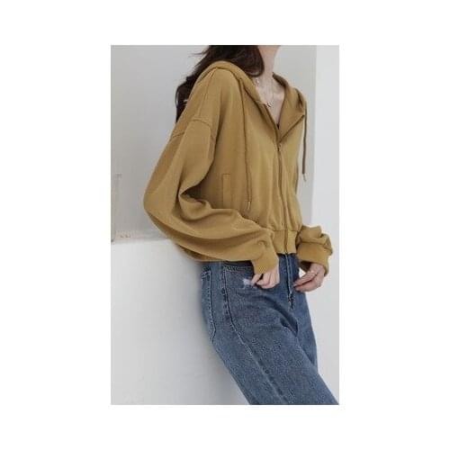 Fashion Hooded Oversized Short New Spring and Autumn All-match Jacket Women Port Long Sleeve Top Loose Hooded Cardigan Clothing