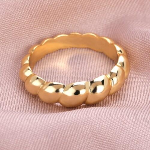 Gold Color Twisted Croissants Rings For Women Vintage Chunky Circle Geometric Ring Fashion Jewelry Bague Bijoux