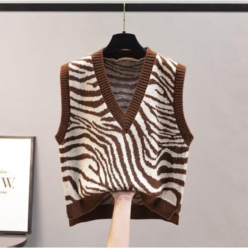 Urifens Knitwear Vest Spring And Autumn Stripe V-neck Womens Sleeveless Pullover Sweater 2021 Korean Preppy Vest Top LN20U