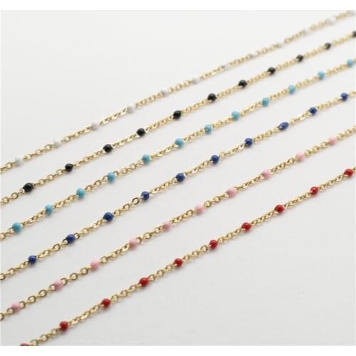 1 PC Stainless Steel Link Cable Chain Gold Multicolor Enamel Chains For Fashion DIY Necklace Jewelry Making Supplies 2.5x2mm
