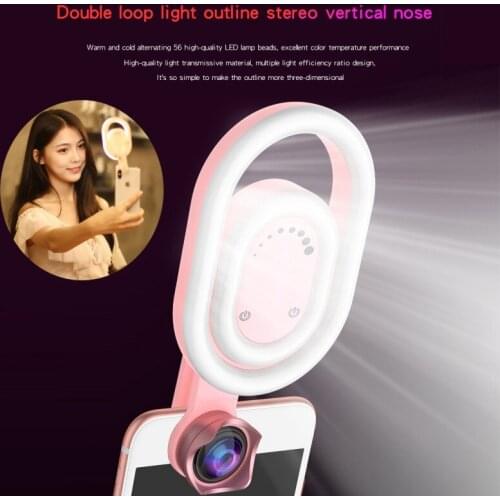 1pc Phone Fill Light HD Wide Angle Macro Lens 9 Kind White Warm LED Light Mobile Beauty Self-timer Lens Face-lift Phone
