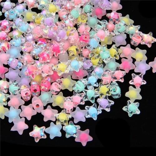 80pcs 11x11.5mm Acrylic Spacer Beads Five-pointed Star Rainbow Color Beads For Jewelry Making DIY Bracelet Necklace