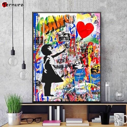 Abstract Graffiti Street Art 5D DIY Diamond Painting Cross Stitch Keep Smiling Embroidery Diamond Cross Stitch Rhinestone Mosaic