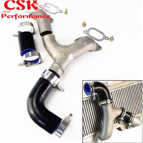 ALUMINUM TOP MOUNT INTERCOOLER Y-PIPE kit FIT FOR 02-07 IMPREZA WRX/STI GD/GG BLACK