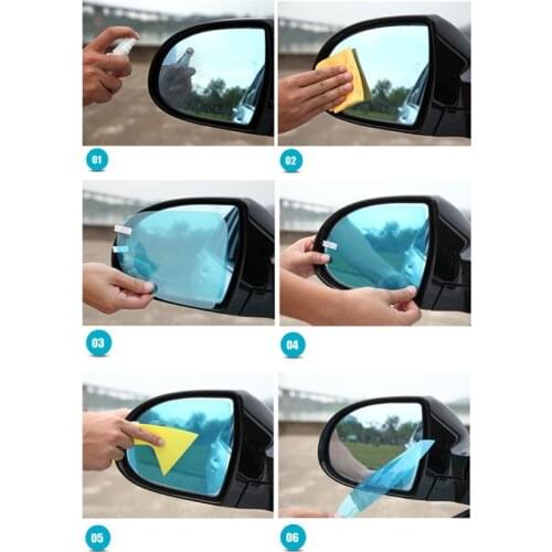 1 Pair Car Anti Water Mist Film Anti Fog Coating Rainproof Hydrophobic Rearview Mirror Protective Film E7CA