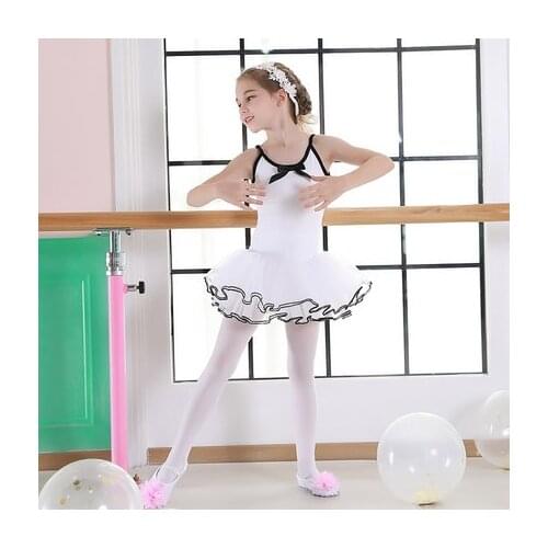 Ballet tutu Dance Dress For Child Ballet Leotard For Girl Gymnastics Leotard White/pink Sling Sleeveless Bow Tutu Ballet Dress
