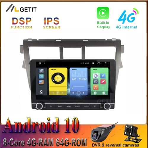 CARPLAY Android 10.0 Car Radio Multimedia Auto GPS Navigation For Toyota VIOS Yaris 2007-2012 NO DVD