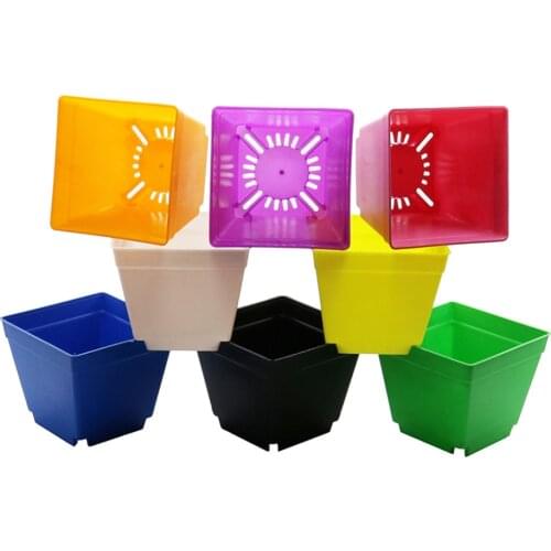 Flower Pot Square Plastic Planter Nursery Garden Desk Home Decor Candy Color Plastic Flower Pots 3 Pcs