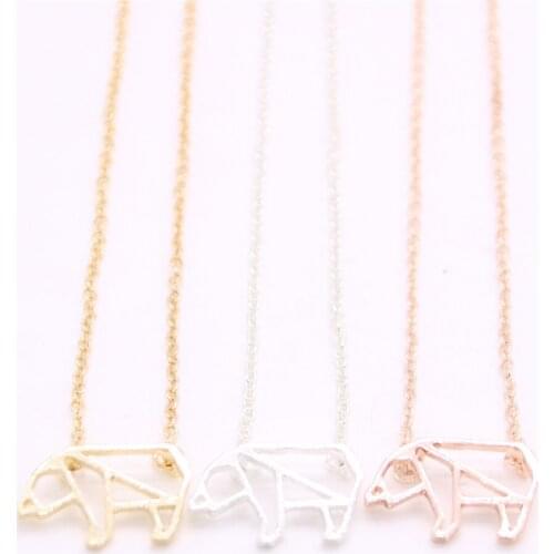 Child interest animal land pendant necklace Origami polar bear pendant necklace designed for women