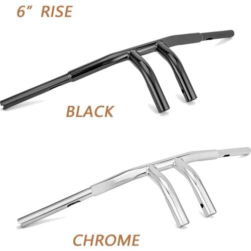 For Harley '12-'16 FLD '06-'17 FXDB '08-'17 FXDF '01-'05 FXDL 6" Rise T-Bar Triple Chrome Gloss Black Handlebars CNC Steel Pipe