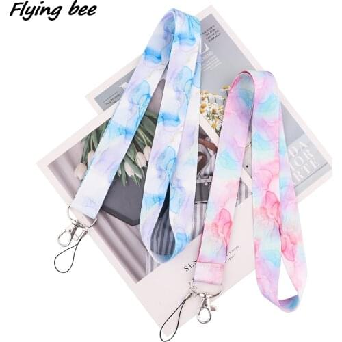 Flyingbee High Quality Marble Pattern Painting Art Key Chain Lanyard Neck Strap For Phone Keys ID Card Creative Lanyards X1880