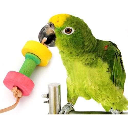 Parrot Pet Bird Dumbbells Chew Toys Wood For Parakeet Cockatiel Fun Cage Toy New 1PC