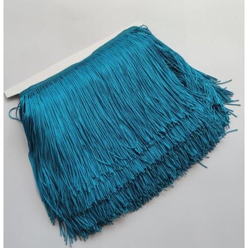 Hot 1Meters Malachite Green 15CM Long Lace Fringe Trim Polyester Tassel Fringe Trimming Diy Latin Dress Stage Clothe Accessories