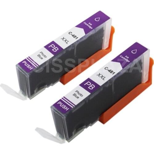 CISSPLAZA 2PCS PGI-480 CLI-481 PGI480 Photo Blue ink cartridge compatible for canon PIXMA TS8250 TS8251 TS8252 printer