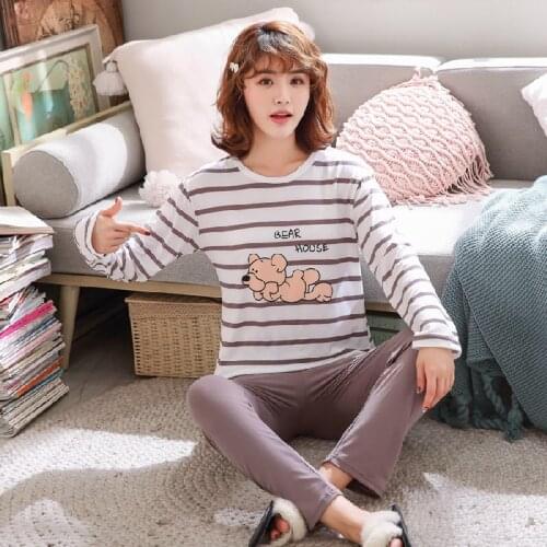 For Femme long sleeves pyjamas suit autumn ladies cute animal sleepwear womans thin cute home wear pjs sets Women Pajamas Set