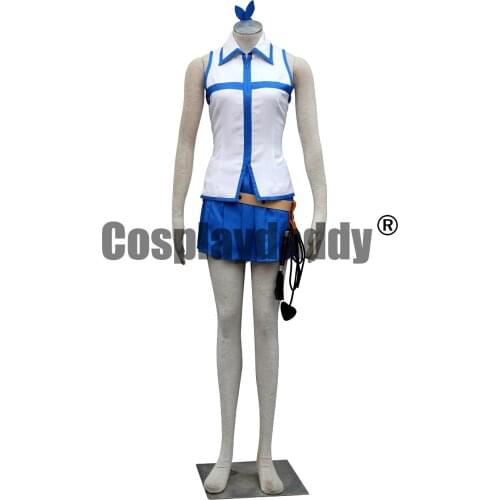 Fairy Tail Lucy Halloween Blue Dresses Set Cosplay Costume