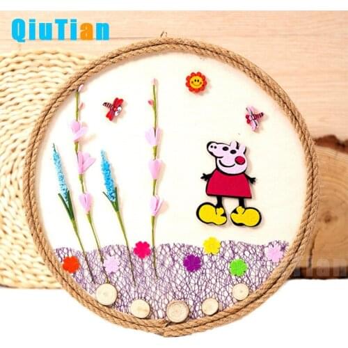 Hot handmade DIY natural log chip branch painting materials package kindergarten school kids wood art picture frame