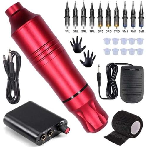 Professional Tattoo Machine Pen Kit Rotary Tattoo Pen with Cartridge Needles Permanent Makeup Tattoo Machine Set for Body Art