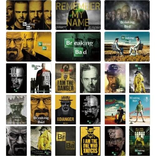 Breaking Bad Metal Poster Tin Sign Plaque Metal Vintage Wall Plate Metal Sign Character Close-up Sharp Eyes Crime Drama