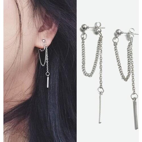 Fashion Golden Silver Color Chain Earrings Tassel Punk Retro Long Earrings Metal Texture Earrings Dangle Earring Gifts Jewelry