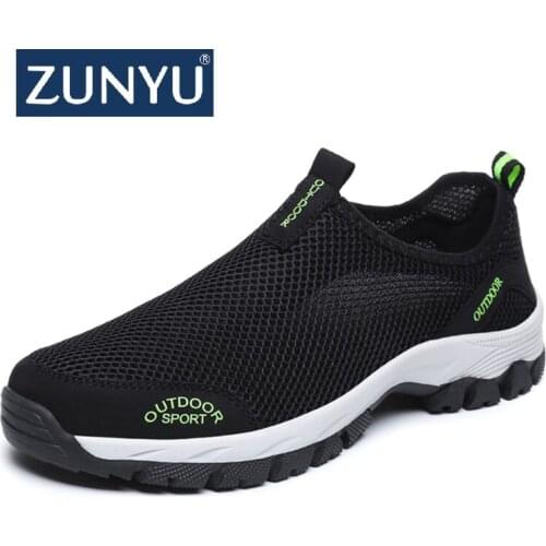 ZUNYU 2019 New Men Summer Comfortable Casual Shoes Slip-on Breathable Air Mesh Flats Trainers Sneakers Water Loafers 39-49